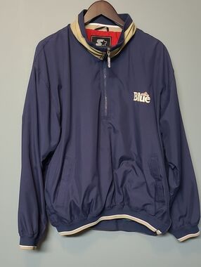 STARTER NHL Navy Windbreaker Pullover with Cream Trim